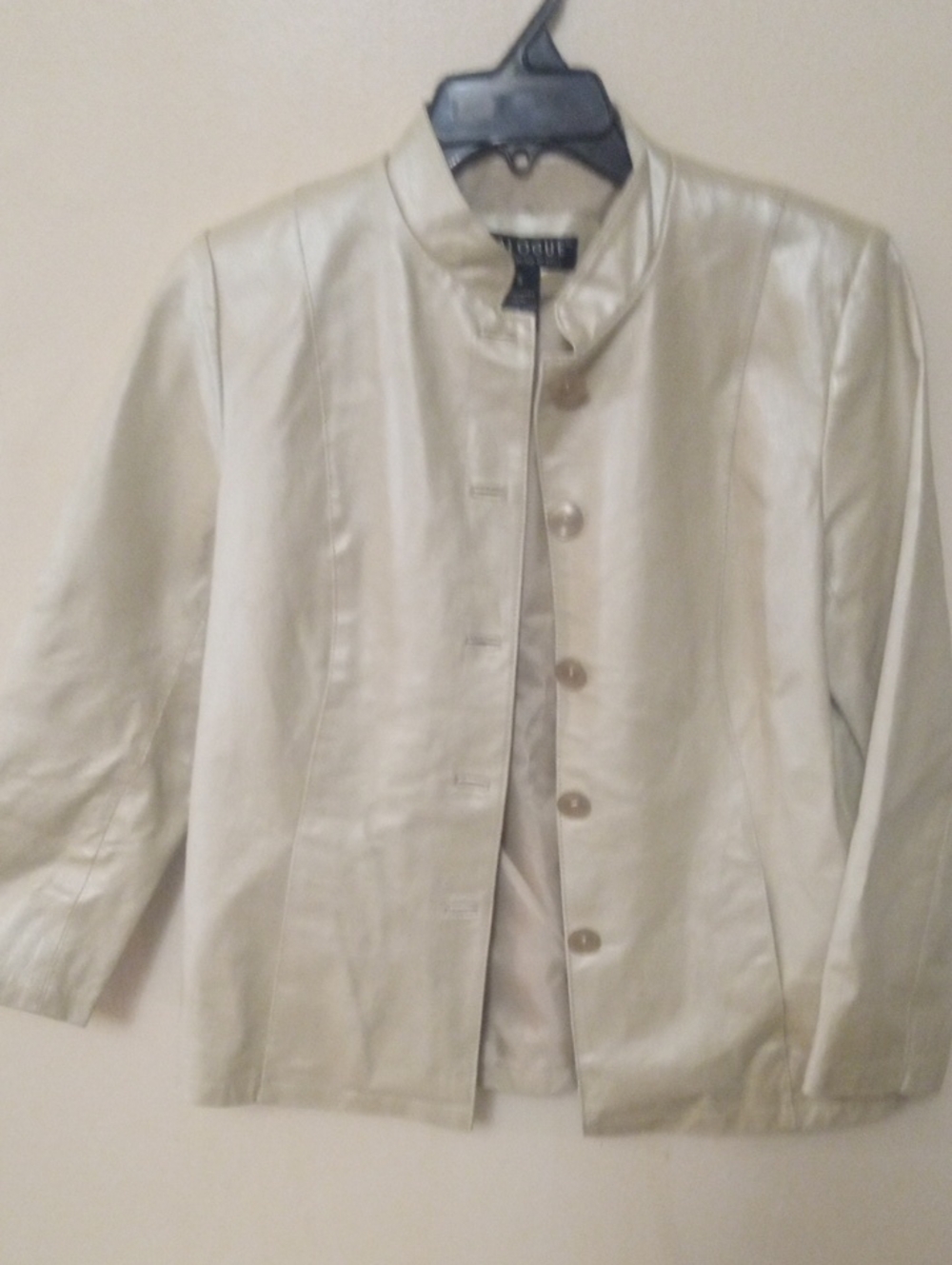 Dialogue Cream Leather Button-Front Jacket